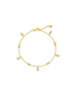 Crislu Baguette Anklet Finished in 18kt Yellow Gold