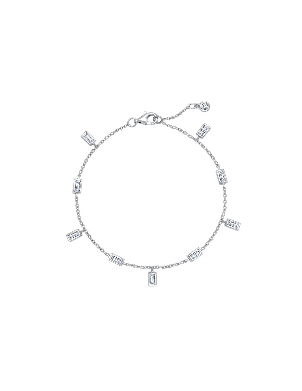 Crislu Baguette Anklet Finished in Pure Platinum