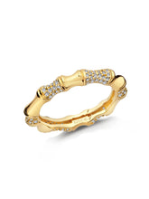 Load image into Gallery viewer, Crislu Bamboo Pave Band Finished in 18kt Yellow Gold

