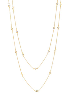 Crislu Bezel 36" Necklace Finished in 18kt Yellow Gold- 2mm