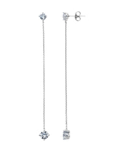 Crislu Chain Prong Set Linear Earrings Finished in Pure Platinum