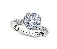 Load image into Gallery viewer, Crislu Classic Brilliant Solitaire Ring With Pave Band Finished in Pure Platinum
