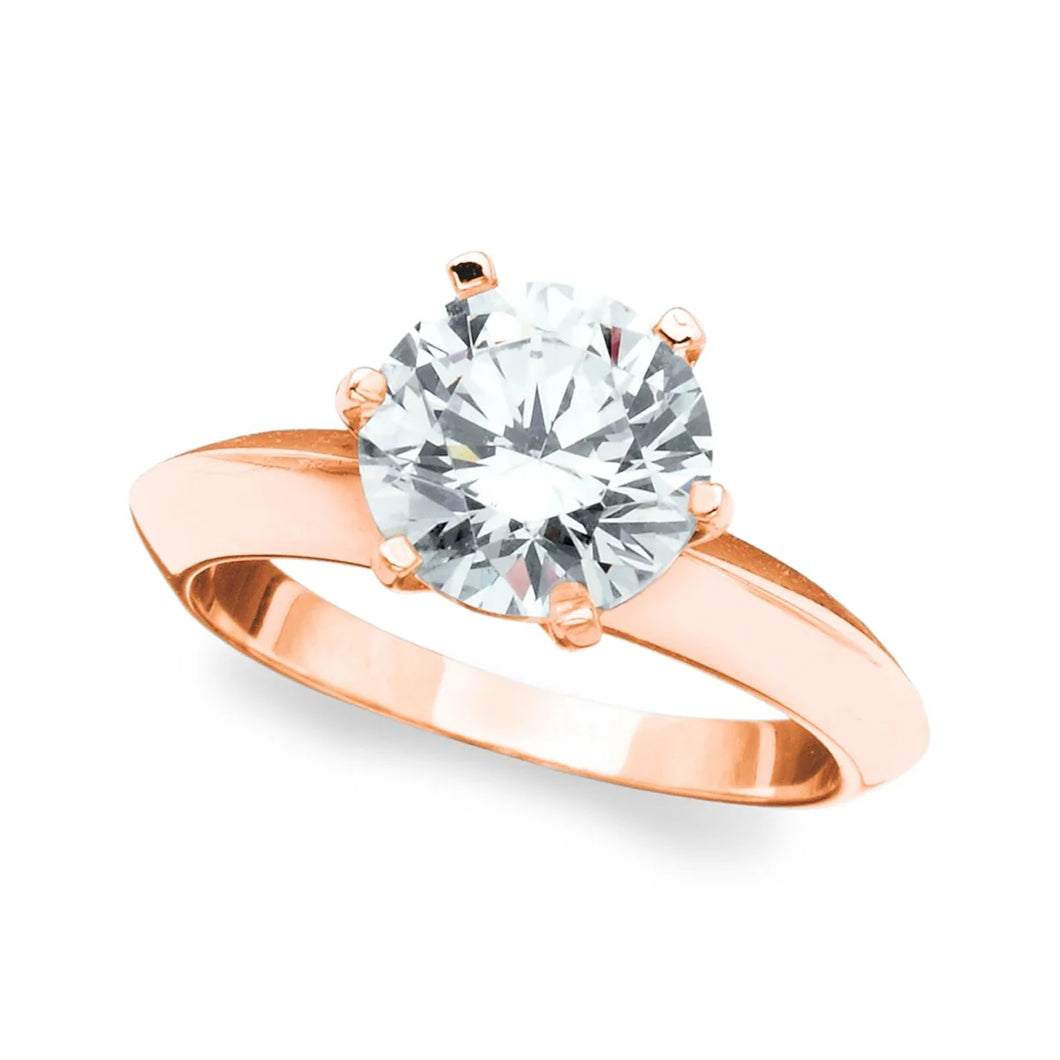 Crislu Classic Brilliant Solitaire Ring Finished in 18kt Rose Gold