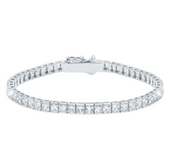 Crislu 4mm Medium Princess Tennis Bracelet Finished in Pure Platinum
