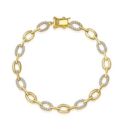 Crislu Pave Oval Linked Bracelet Finished in 18kt Yellow Gold