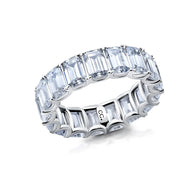 Crislu Emerald Cut Eternity Ring Finished in Pure Platinum