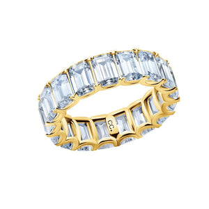 Crislu Emerald Cut Eternity Ring Finished In 18kt Yellow Gold