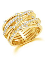 Crislu Entwined Platinum and CZ Ring Finished in 18KT Yellow Gold