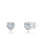 Crislu Heart Shaped Bezel Set Stud Earring Finished in Pure Platinum