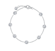 Crislu Large Bezel Station Anklet Finished in Pure Platinum