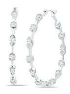Crislu Lavish Cubic Zirconia Hoop Earrings - Pure Platinum