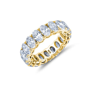 Crislu Oval Cut Eternity Ring Finished in 18Kt Yellow Gold