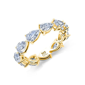 Crislu Sleeping Pear Eternity Ring  Finished In 18kt Yellow Gold