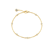 Crislu Small Bezel Station Anklet Finished in 18kt Yellow Gold