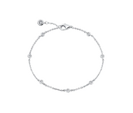 Crislu Small Bezel Station Anklet Finished in Pure Platinum
