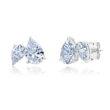 Load image into Gallery viewer, Crislu Small Up And Down Pear Cut Earrings Finished in Pure Platinum
