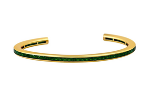 Crislu Princess Cut Emerald Color Cuff Bracelet