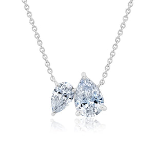 Crislu Up And Down Pear Cut 16'' Extending Necklace Finished in Pure Platinum