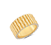 Load image into Gallery viewer, Crislu Wide Bamboo Ring Finished in 18kt Yellow Gold

