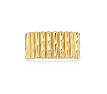 Load image into Gallery viewer, Crislu Wide Bamboo Ring Finished in 18kt Yellow Gold
