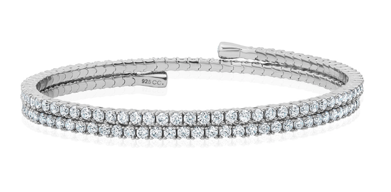 Crislu Flex Double Band Wrap Around Bracelet Finished In Pure Platinum