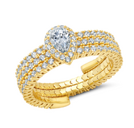 Crislu Pear Cut Adjustable Ring In 18KT Yellow Gold