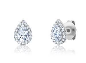 Crislu Pave and Pear Earrings in Platinum