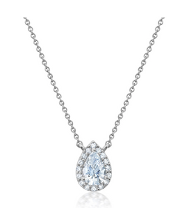 Crislu Pear and Pave Necklace in Platinum