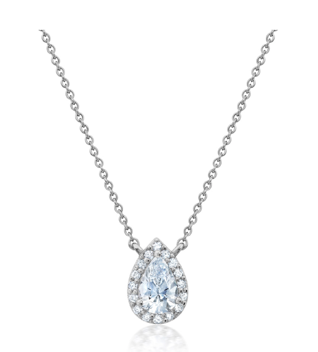 Crislu Pear and Pave Necklace in Platinum