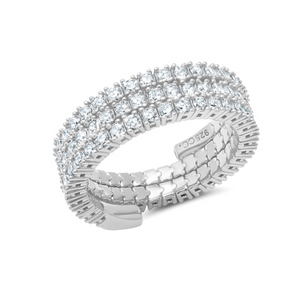 Crislu Triple Band Adjustable Ring in Platinum