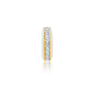 Crislu Gold Glaze White Enamel Cuff Earring