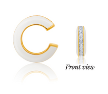 Load image into Gallery viewer, Crislu Gold Glaze White Enamel Cuff Earring
