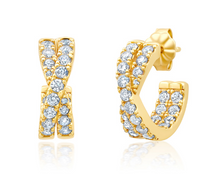 Load image into Gallery viewer, Crislu Grace Pave Crossover Earrings Finished in 18KT Yellow Gold
