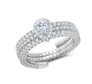 Crislu Pear Cut Adjustable Ring in Platinum