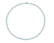 Crislu Platinum Glaze Blue Enamel Chainlink Necklace
