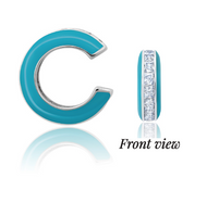 Crislu Platinum Glaze Blue Enamel Cuff Earring-final sale