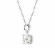 Crislu Royal Asscher Cut Pendant Necklace Finished in Pure Platinum