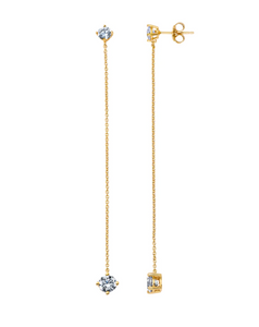Crislu Chain Prong Set Linear Earrings - 18kt Yellow Gold