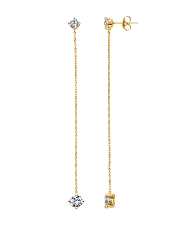 Crislu Chain Prong Set Linear Earrings - 18kt Yellow Gold