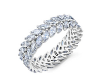 Crislu Double Row Marquis Cut Eternity Band Ring - Pure Platinum