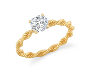 Crislu Evertwined Solitare Rope Ring Finished in 18kt Yellow Gold