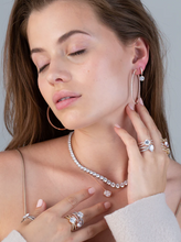 Load image into Gallery viewer, Crislu Medium Pave Hoop Earrings Finished in Pure Platinum
