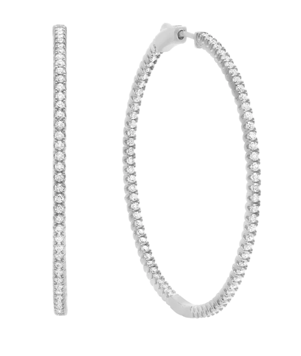 Crislu Medium Pave Hoop Earrings Finished in Pure Platinum