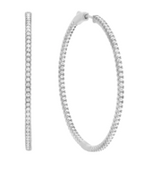 Medium Pave Hoop Earrings in Platinum