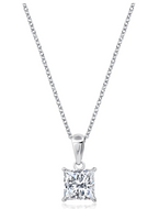 Crislu Princess Cut Solitaire Bezel Set Pendant Small Finished in Pure Platinum