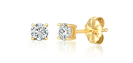 Crislu Round Solitaire Brilliant Stud Earrings Gold Finish - 0.50 cttw