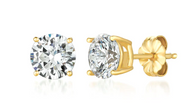 Crislu Brilliant Round Solitaire Stud Earrings Finished in 18kt Yellow Gold - 3.0 cttw