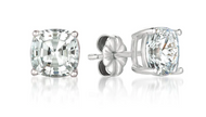 Crislu Solitaire Asscher Cut Stud Earrings Finished in Pure Platinum - 4.0 cttw