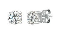 Crislu Solitaire Brilliant Stud Earrings Finished in Pure Platinum 