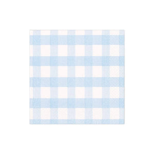 Caspari Ocala Gingham Paper Cocktail Napkins in Light Blue - 20 Per Package